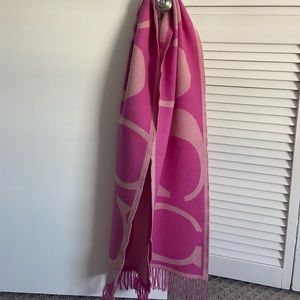 Coach Pink Signature Merino Wool Scarf